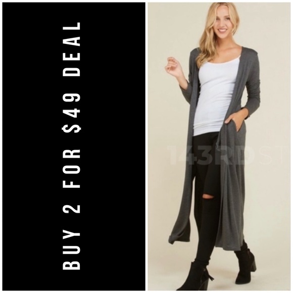 ❄️LAST2️⃣//GRAY MAXI DUSTER CARDIGAN - Picture 1 of 8